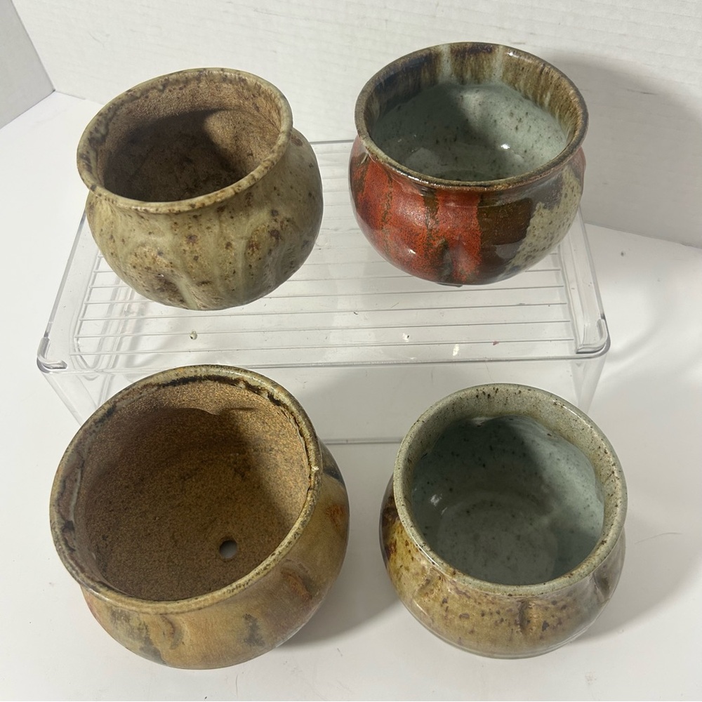 Studio Art Pottery Handcrafted Ceramic Rustic Pottery Set of 4 - Multicolor - Picture 2 of 7